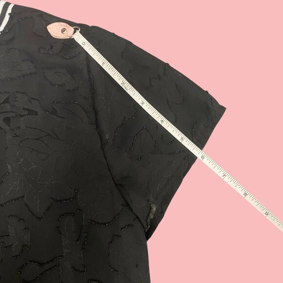 Adiva Black Jacquard Textured Short Sleeve Top – Size S - Picture 5 of 7